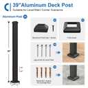 CKE 2.56 x 2.56 x 39 in. Porch and Deck Railing Post with Screw, Aluminum Deck Railing Post, Stair Post for Decks, Porches & Balconies, AAMA 2604 Textured Black Finish Metal Baluster for Outdoor AP36P