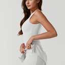 QINSEN Womens Crew Neck Tennis Dress Sleeveless Side Slit Golf Athletic Dress Build in Shorts with Pockets (White, S)