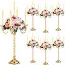Tanlade 6 Pack Gold Candelabra Bulk Tall Metal Candle Holder Table Centerpieces 5-Arm Taper Candlestick Floral Flower Floor Candle Stand for Wedding Valentine Holiday Birthday Party Decor(21 Inch)
