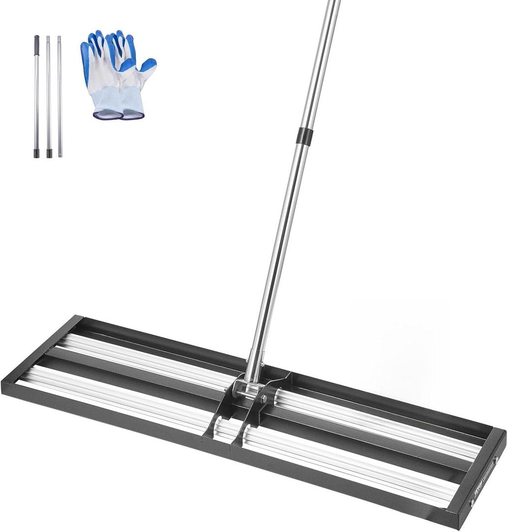 VEVOR Updated Lawn Leveling Rake with Roller, 36'' x 10" Stainless Steel Lawn Leveler with 83.9'' Adjustable Handle, Heavy Duty Yard Leveling Rake, Effort Saving Lawn Leveling Tool for Yard Golf Court