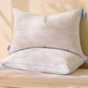 felo Feather Down Pillows Queen Size Set of 2, CloudFusion Goose Pillow for Sleeping, Luxury Hotel Collection Bed Supportive Pillows for Side Back Pain Sleepers, 100% Organic Cotton Shell (20" x 30") (Blue)