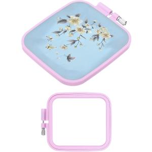 PATIKIL 1 Pieces Square Embroidery Hoops Square Cross Stitch Hoops Frames ABS Plastic Embroidery Hoops for DIY Sewing Tools for Art Craft, Light Purple