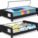 Under Bed Storage with Wheels Set of 2 - Rolling Under Bed Drawers, Storage Containers, Shoe Organizers, and Wheeled Bins for Under the Bed, Perfect for Organizing and Saving Space (Black)