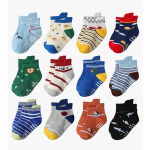 Aroveea Toddler Socks Non Slip Grip Cute Cotton Baby Socks 12 Pack for Toddler Boys Girls Kids. 1-3T