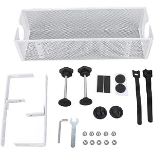 Under Desk Cable Management Tray, Carbon Steel Cord Organizer with Side Round Hole and Trapezoidal Design, Scratch Clips for Office Study Desk (White)