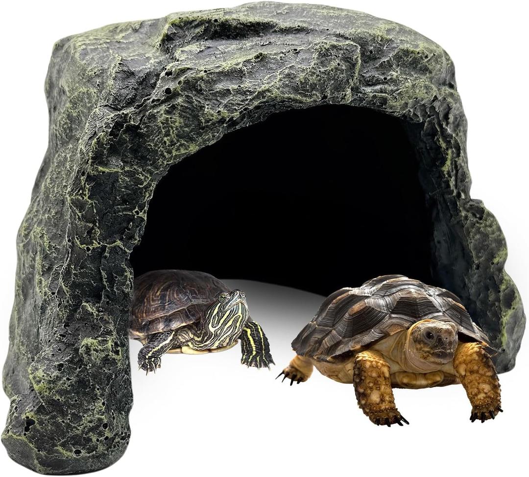 BNOSDM Reptile Hideout,Tortoise Hide Cave,Resin Rock,Bearded Dragon Hideaway,Turtle Basking Platform,Reptiles Habitat Decor Tank Accessories for Lizards Gecko Snakes Chameleon Frogs
