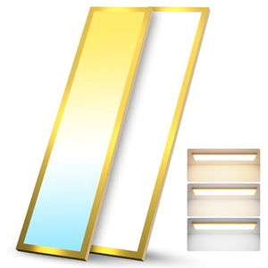 1x4 FT LED Flat Panel Light Surface Mount with Gold Border-50W 5500LM 120V 3000K/4000K/5000K Triac Dimming 10%-100% Kitchen Lights Ceiling Flush Mount for Garage/Basement/Shop