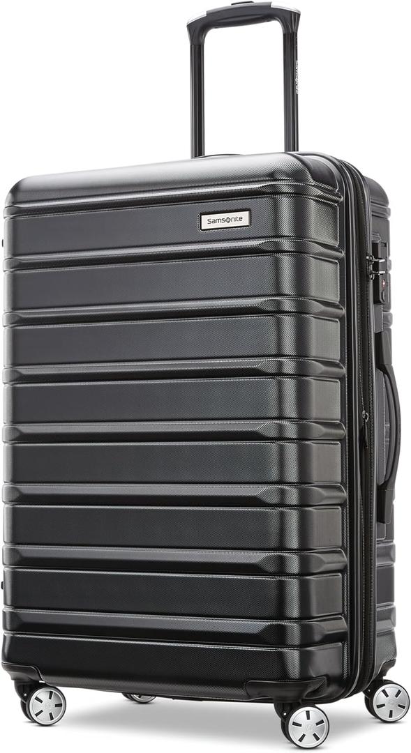 Samsonite Omni 2 24-Inch Medium Checked Hardside Luggage with 360 Spinner Wheels - Scratch Resistant Hardshell - TSA Lock - Expandable Polycarbonate Shell for Lightweight Travel - Midnight Black