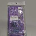 Yzniyzce Crossbody Case for iPhone 15 Pro with Detachable Lanyard, Hands-Free Bling Glitter Silicone Clear Cute Butterfly Curly Wave Woman Girls Cover with Adjustable Necklace Rope, Purple