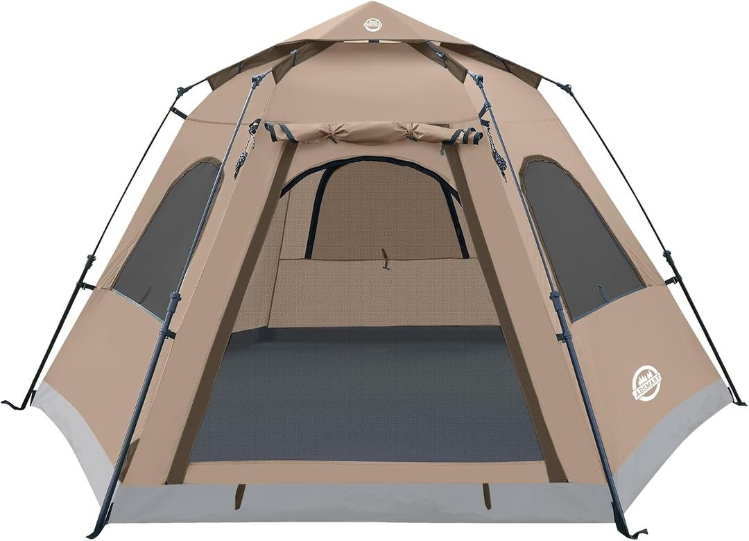 ADSMART Instant Tents for Camping 4/5 Person Tent Waterproof for Outdoor | Easy Setup Sets Up Tents with Carry Bag for Outdoor Hiking 10.5FT x 9FT,Khaki, 5 Person