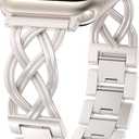 TOYOUTHS Dressy Bracelet Compatible with Apple Watch Bands 38/40/41/42/44/45/46/49mm Women, Celtic Stainless Steel Metal Fancy Nice Pretty Strap for iWatch Series 11 10 9 8 7 6 5 4 Ultra/SE 3 2 1 (Starlight)