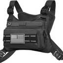 JIPIMON Chest Bag For Men With Extra Storage, Waterproof Outdoor Sports Chest Bag For Running, Cycling, Hiking, Rock Climbing (Black)