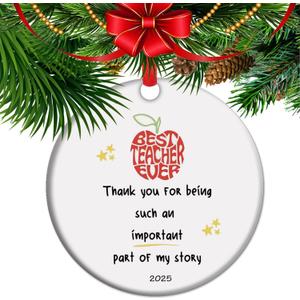 Thank You Teacher Gifts, End of Year Gift from Student, 2025 Christmas Ornament Teacher Appreciation Keepsake (C2)