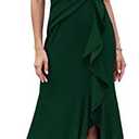 FQA Formal Evening Dresses for Women Elegant Evening Party Prom Dress Long Sexy V Neck Sleeveless Split Wrap Size S