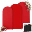 Black and Red Arch Backdrop Cover 7.2FT 6.6FT 6FT Arch Covers Stretchy Backdrop Set of 3, Wedding Arch Cover Spandex Fitted Double-Color Fabric Arch Covers for Party Baby Shower Birthday Decoration