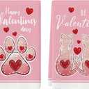 Artoid Mode Pink Cat Paw Print Love Heart Valentine's Kitchen Towels Dish Towels, 18x26 Inch Anniversary Wedding Decoration Cleaning, Set of 2