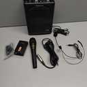 Pyle Portable PA Speaker & Microphone System - FM Stereo Radio, Built-in Rechargeable Battery, Aux & Microphone Inputs, Includes Beltpack, Hand-held Headset & Lavalier Mics - Black