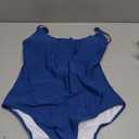 Women's One Piece Bathing Suit Swimsuit, Low Back, Medium High Leg Cut, Medium Cheeky Bottom Coverage (Blue, M)