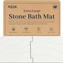 32 * 20 Stone Bath Mat Large Diatomaceous Earth Non-Slip Stone Shower Mat, Diatomite Bath Mat for Bathroom Floor -Natural, Easy to Clean White (1'8" x 2'8" (Rectangular)