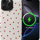 for iPhone 16 Pro Case,Compatible with MagSafe,Dual-Layer Hard Shell + Silicone Cover,Full Body Protection Shockproof Case for iPhone 16 Pro-Red Hearts Girly Aesthetic