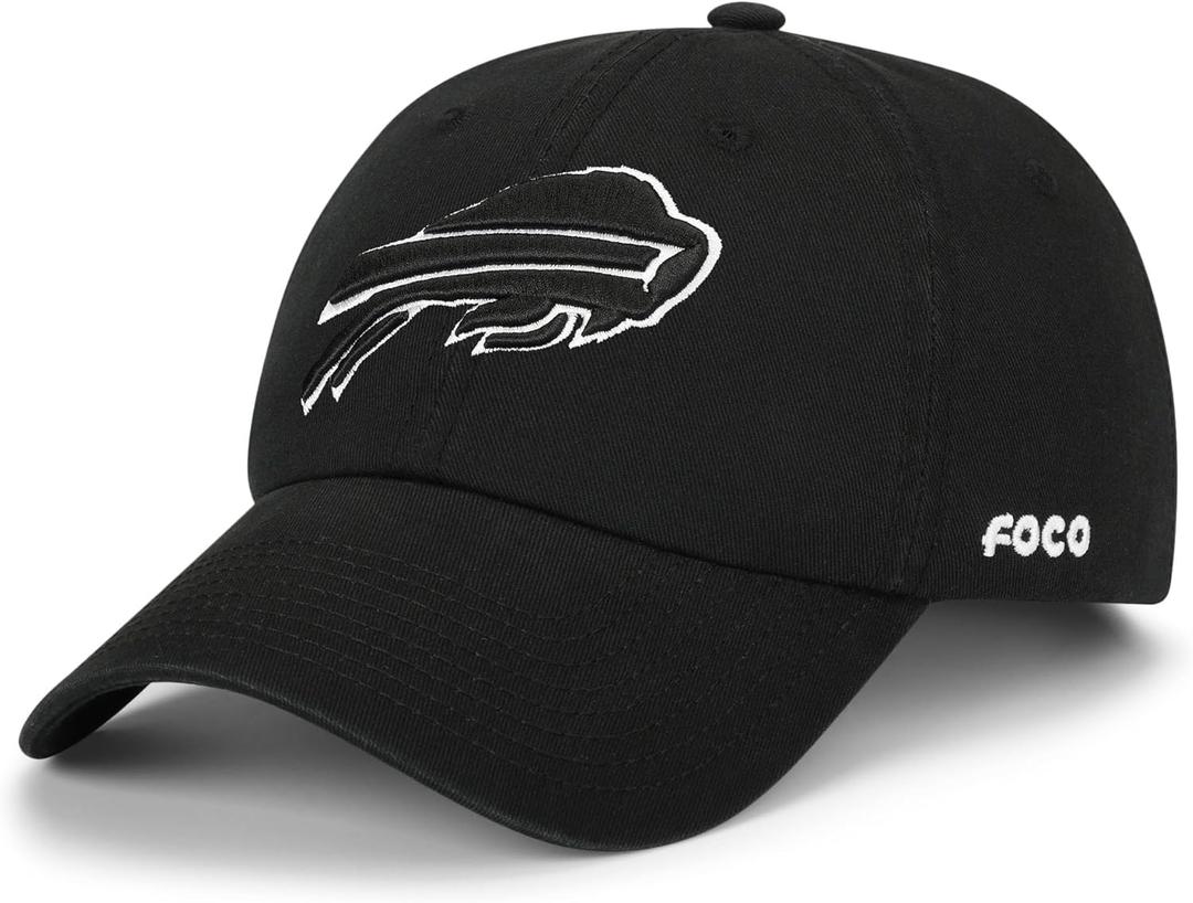 FOCO NFL Men's NFL Team Logo Black & White Casual Hat Caps (One Size)