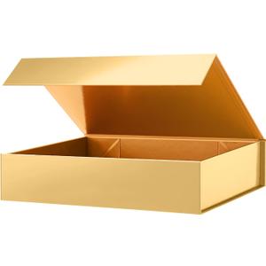 PACKHOME Gift Box 11.5x8x2.5 Inches, Sturdy Shirt Box with Magnetic Lid for Multiple Occasions (Glossy Gold)