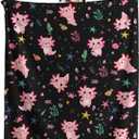 Axolotl Blanket 50x60 Inch - Pink Salamander Axolotl Gifts for Girls Kids Soft Flannel Plush Throw, Cozy Kawaii Animal Lovers Decor for Bedroom Couch Sofa (Black)