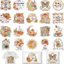 2 x Whaline 20 Sheets Vintage Boho Floral Iron on Stickers Retro Flower Mushroom Butterfly Heat Transfer Vinyl Decals Groovy Hippie Mixed HTV Adhesive Craft Vinyl for Clothing DIY Fabric Decor