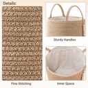 Mkono Woven Storage Basket Decorative Natural Rope Basket Wooden Bead Decoration for Blankets,Toys,Clothes,Shoes,Plant Organizer Bin with Handles Living Room Home Decor, Jute, 16" W 13.8"L