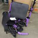 Walkers for Seniors with Seat, Extra Wide 2 in 1 Rollator Walker & Transport Chair with Reversible Backrest & Detachable Footrests, Foldable Wheelchair Combo with 8" Anti-Slip PU Wheels, Purple