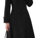 IDEALSANXUN Womens Long Wool Coat Fall Winter Double Breasted Trench Coat Peacoat Jackets (Black, L)