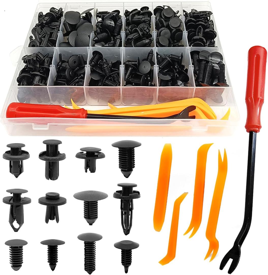 240PCS Bumper Retainer Clips - Car Push Retainer Clips, Plastic Rivets Fasteners Push Retainer Kit with Most Popular Sizes, Car Clips Fasteners Fender Clips - GM Ford Toyota Honda Chrysler