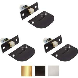 Litepak Adjustable Roller Catch for Furniture Closet Door Cabinet w/Strike Plate & Screws (3 Pack, Oil Rubbed Bronze)