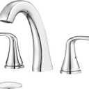 Chrome Widespread Bathroom Faucet - 2 Handle 8 Inch Stainless Steel Sink Faucet for 3 Hole Lavatory With Pop Up Drain and Supply Hose