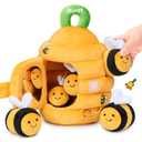 JoyCat Baby Toys 6-12 Months - Soft Baby Beehive with 5 Sensory Bees - Rattle, Crinkle Paper, Squeaker, Mirror, Busy Montessori Soft Toys for Toddlers 0-3 Years Old - Baby Easter Basket Stuffers Gift