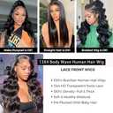 IWISH 13X6 Body Wave Lace Front Wigs Human Hair T Part Glueless Wigs Human Hair Wigs Pre Plucked Per Cut 220% Density Natural Black Wig Body Wave Lace Front Wigs Human Hair Wigs For Black Women
