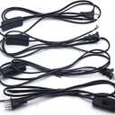 Lamp Cord with Switch Plug, Extension Cords 6 Foot Wiring Stripped Ends Ready for Light Project and Repair Lights Cable-4Pack Black