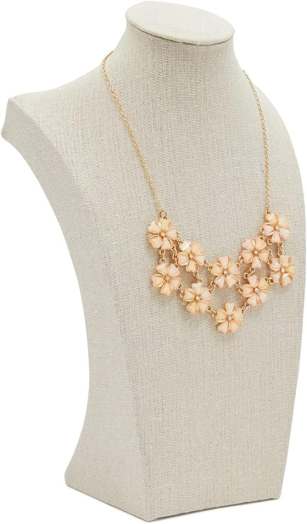 Juvale 12 Inch Linen Jewelry Display Bust - Necklace Mannequin Holder Stand for Retail Stores and Trade Shows (Beige) - Necklace Holder - Jewelry Display Stand