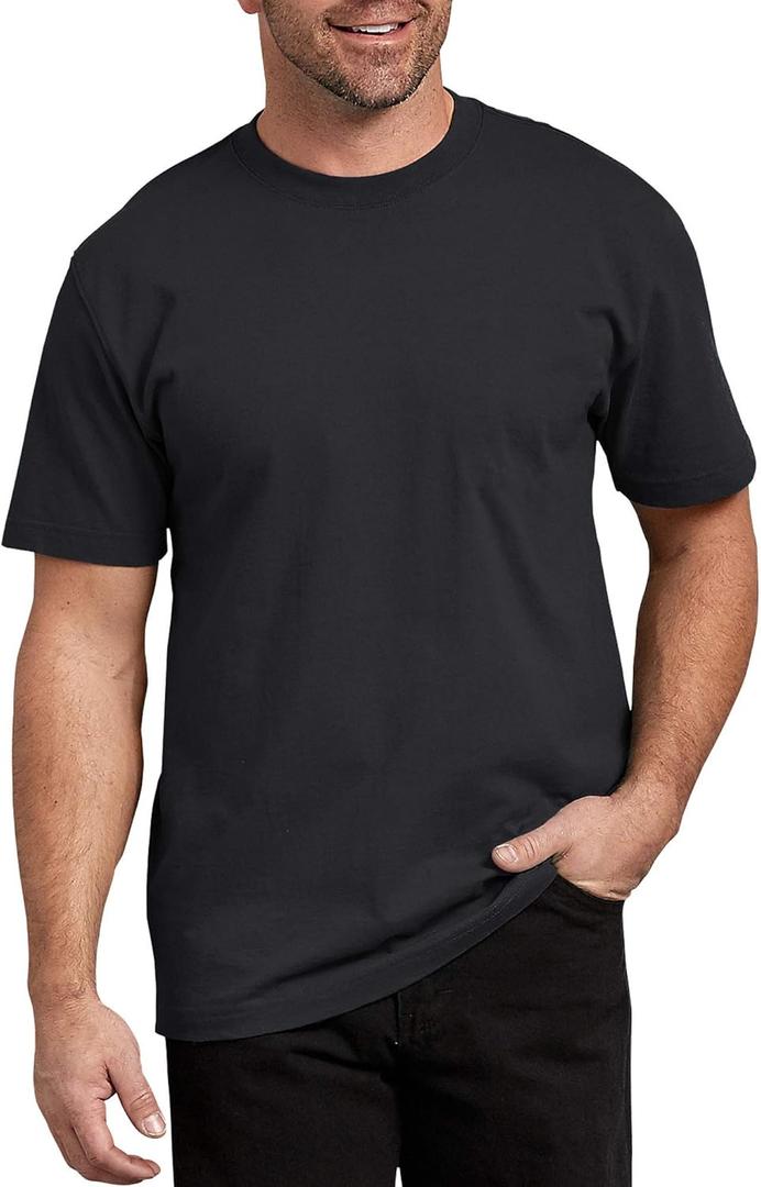 Dickies Men's Short Sleeve Heavyweight Crew Neck (Large, Black)