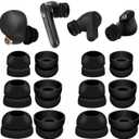 JNSA Double Flange Earbuds Tips Anti Slip Noise Isolation Ear Tips Compatible with Sony WF-1000XM5/XM4, JBLvibe 200TWS, Soundcore TWS Earbuds, fit in the TWS Earbuds Case, S/M/L 6 Pairs,Black