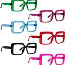 CessBlu 6 Pack Huge Square Reading Glasses for Women Screwless without Metal Spring Hinges Oversized Stylish Readers +2.50