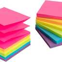7 x (12 Pack) Pop-up Sticky Notes 3x3 in,Bright Colors Super Sticking Power Memo Pads, 6 Colors, Strong Adhesive