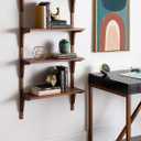 Kate and Laurel Meridien Mid-Century Wall Shelves, 24" x 8" x 24", Walnut, Transitional Wall Decor and Storage