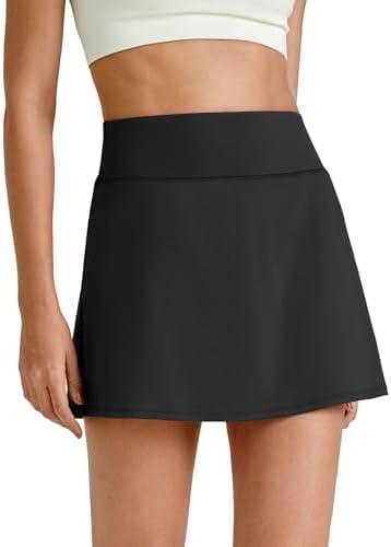 G4Free BareFeel 15" Tennis Skirts for Women High Waisted A Line Casual Athletic Golf Skorts Inner Shorts with 2 Pockets, XL