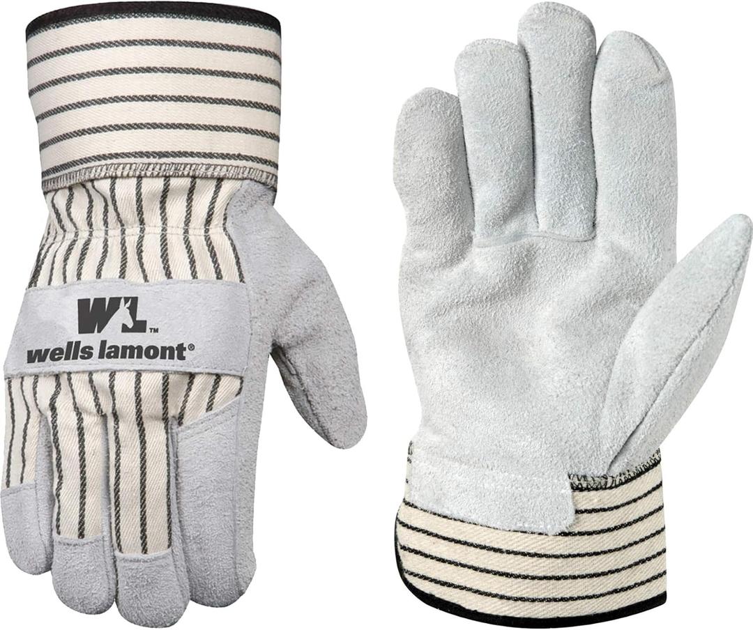 Wells Lamont Men's Heavy Duty Leather Palm Work Gloves with Safety Cuff, X-Large (4000XL)