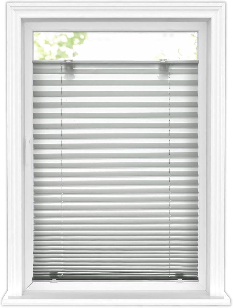 LazBlinds Tool-Free Cordless Pleated Shades with Suction Cups Light Filtering Top Down Bottom Up Pleated Blinds for Window Size 36" W x 64" H, Anthracite