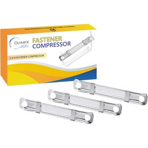 OLYMPX 100 Pcs of Prong Paper Fastener Compressors for Standard 2-Hole Punch, Works with 1 Inch - 3.5 Inch Capacity, 2.75 Inch Center for Paper Fastener Prong Bases, 100 per Box