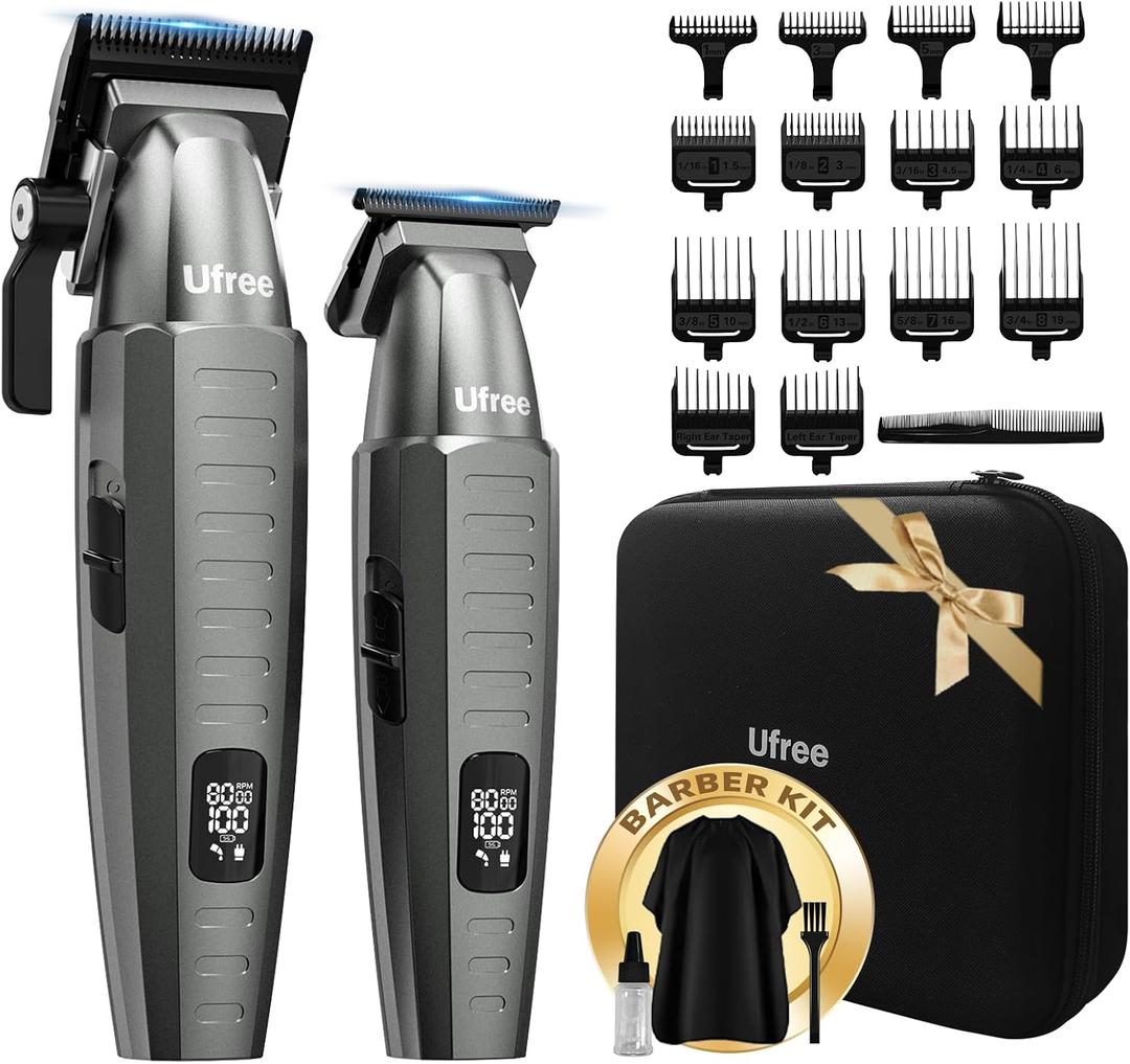 Ufree Professional Clippers and Trimmers Set, Cordless Hair Clippers for Men, Barber Clippers Set with Travel Case