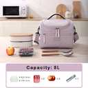 Insulated Lunch Bag for Women - Reusable Lunch Box for women - Leakproof Cooler Tote Bag Containers with Adjustable Shoulder Strap for Office Work Travel Picnic Outdoor (Purple)