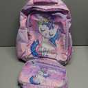 Octsky Backpack for Girls Kids School Backpacks with Lunch Box Preschool Kindergarten BookBag Set With Chest Strap Cat Purple